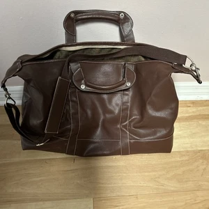 Barrington Brown Pebble Vegan Leather Captains Duffle Travel Weekender Bag NWOT - Picture 1 of 5