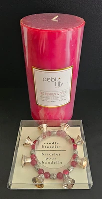 Debi Lilly Berries & Spice Pillar Candle 3 x 6 Inch And Pier1 Candle Bracelet - image 1 of 4