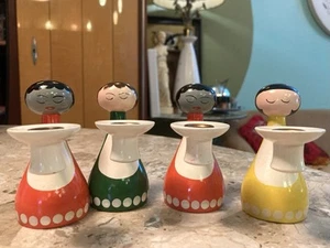 Vtg German Expertic Veb Holzwaren Galenz Wooen Figure Candle Holder Lot Of 4 - Picture 1 of 10