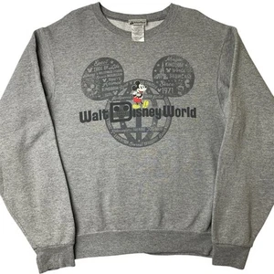 Vintage Disney World Mickey Mouse Crewneck Sweater Mens Size S Jumper Grey Y2K - Picture 1 of 10