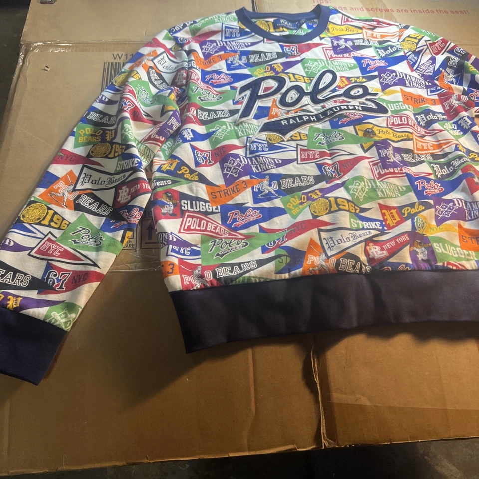 polo ralph lauren sweatshirt men Lg Stadium Script Flags - Image 1 of 4