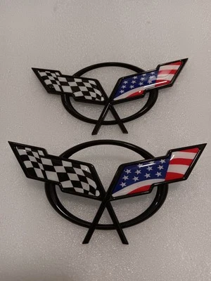 Nuevo emblema de nariz delantera y tapa de cubierta trasera para Chevrolet Corvette C5 1997-2004 banderas Foto 1 de 4