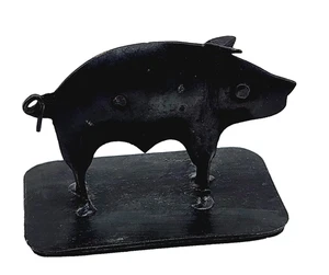 Statue figurine cochon rustique métal oink ferme marché champêtre noir collection - Photo 1/9