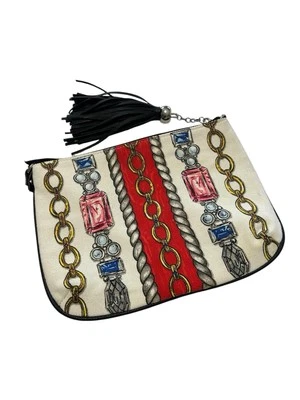 Bolso Bolsa Brighton Mujer Glitter & Go Blanco Love Jewel Estampado Borlas Foto 1 de 4