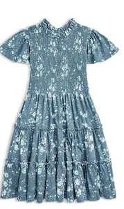 Polo Ralph Lauren Girls' Floral Print Smocked Tiered Cotton Dress M 8-10 - Picture 1 of 8