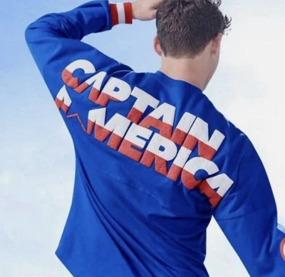 Disney Parks Captain America Spirit Jersey Adult Marvel Avengers Blue SMALL - Image 1 of 4