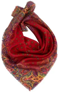 Seidentuch Rot Mehrfarbig Paisley 100% Seide Silk scarf Nickituch - Bild 1 von 2