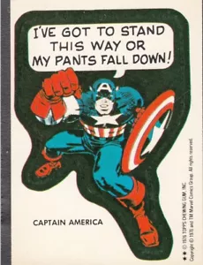 1976 Topps Gum Trade Sticker Card MARVEL Comic SUPER HEROES CAPTAIN AMERICA - Picture 1 of 2