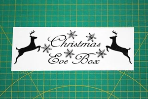 Christmas Eve Box With Reindeers Sticker Vinyl Decal Indoor/Outdoor BLACK - Picture 1 of 1