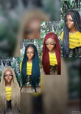 Peluca trenzada de caja sin nudos de tamaño pequeño, peluca trenzada de caja, trenzas sin nudos, trenzas de encaje  Foto 1 de 4