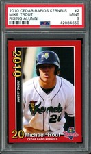 2010 Cedar Rapids Kernels #2 MIKE TROUT RC Minor League Rising Alumni PSA 9 MINT