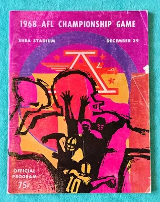 1968 年 AFL 冠军比赛计划 - SHEA STADIUM - 纽约 JETS vs OAKLAND 非常罕见 — 第 1/4 张图片