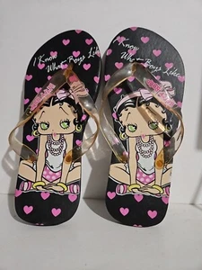 Betty Boop Women's Large Flip-Flops Sandals Thong Style Hearts What Boys Like - Picture 1 of 2