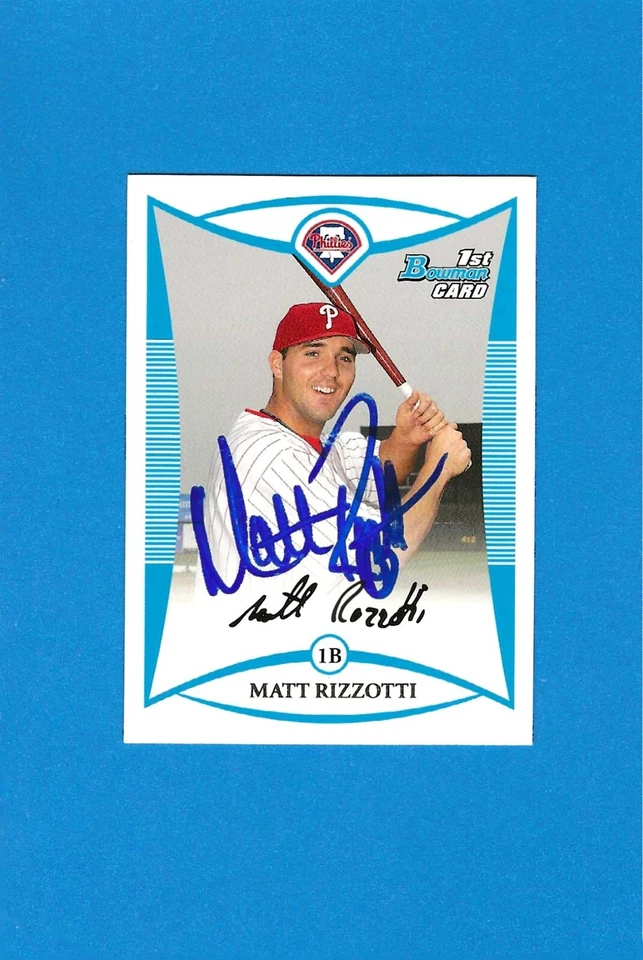 2008 Bowman Matt Rizzotti Philadelphia Phillies Auto On Card Signed Autographed - Image 1 of 1