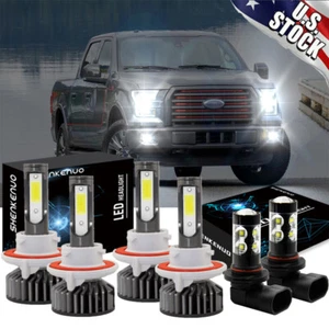 For 2004-2014 Ford F-150 H13 H13 White 6000k LED Headlight & 9145 Fog light Bulb - Picture 1 of 12