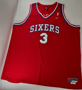 Vtg Nike Team Allen Iverson Philadelphia Sixers NBA Red Jersey #3 Size 4XL - Picture 1 of 9