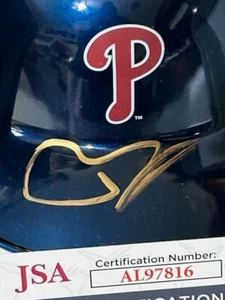 JUSTIN CRAWFORD PHILADELPHIA PHILLIES SIGNED BASEBALL MINI HELMET JSA COA - Picture 1 of 4