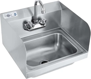 Stainless Steel Sink Commercial Wall Mount Hand Washing Basin NSF Certified, wit - Picture 1 of 7
