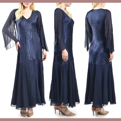 NEW $430 Komarov [ Medium ] Charmuese Metallic Braided Long Sleeve Dress #G1120 - Image 1 of 4