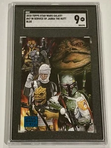 2018 Topps Star Wars Galaxy #47 Boba Fett Janna The Hutt SGC 9 Mint Blue - Picture 1 of 2