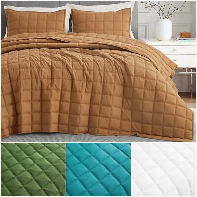 Chezmoi Collection Cosmo 3-Piece Tencel Modal Blend Square Stitched Quilt Set - Image 1 of 4