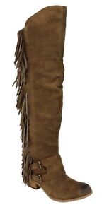 NEW Naughty Monkey Women’s Fringe Frilly Fanta Suede Over-the-Knee Boot sz 7