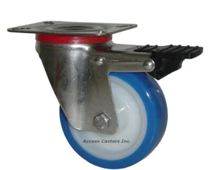 Rueda giratoria de acero inoxidable 4ASSSPTLB 4" con freno de bloqueo total, capacidad de 400 libras - Imagen 1 de 1