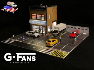 Diorama 1/64 Car Garage Model LED Lighting Car Parking Lot Scene Model Gift Toy - Picture 1 of 132