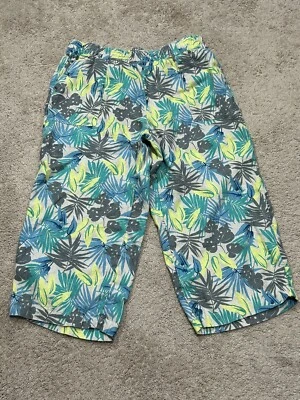 Calça Lands End Feminina Tamanho 16P Multicolorida Estampa Floral Linho Perna Reta - Imagem 1 de 4