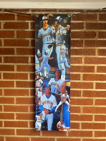 NEW 30x10aprx MILWAUKEE BREWERS vinyl POSTER baseball Robin Yount Paul Molitor Cover