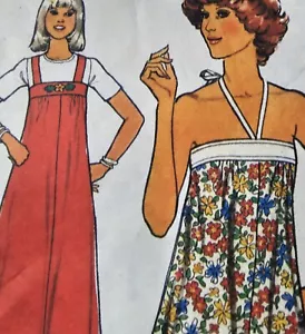1980s Square Halter Neck Dress Sundress Smock Style 1957 Sewing Pattern - Picture 1 of 3