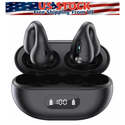 Bluetooth 5.3 Wireless Earbuds Ear Clip Bone Conduction Headphones Sport Headset - Image 1 of 4