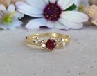 1ct Simulated Red Garnet Engagement Ring Yellow Gold Plated 5 Stone Minimalist