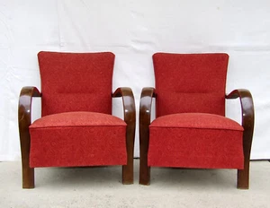 Paar Art Deco Sessel, Club Cocktail Stühle. Antike Vintage Halabala 1920. - Bild 1 von 12