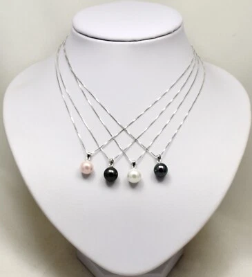 Damen, Silber 925 er Kette & Muschelkern Perlen-Anhänger Neu 1 Stück mit Stempel - Bild 1 von 2