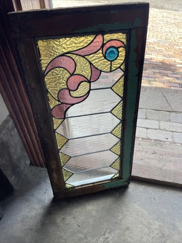 SG 4316 antique stained glass transom window 14 x 28.5 Cover