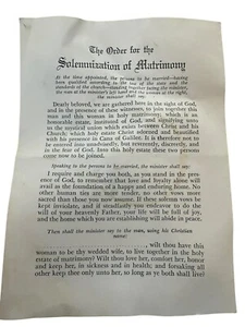 Vintage Solemization of marriage 1957 Methodist Church pamphlet - Bild 1 von 4