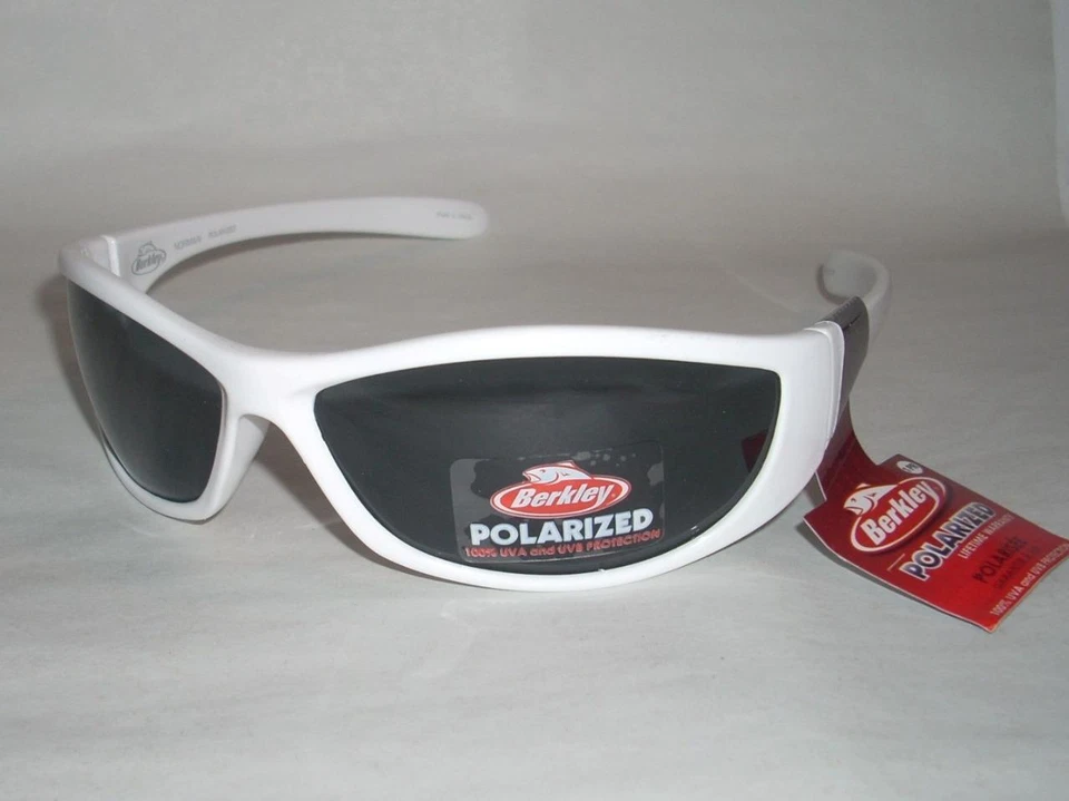 Berkley Polarized White Sunglasses Norman Smoke Lens 100% UVA/UVB Protection - Image 1 of 1