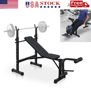 Weight Bench Bench Press Set w/ Squat Rack Bench for Home Gym Full-Body Workout - Picture 1 of 8