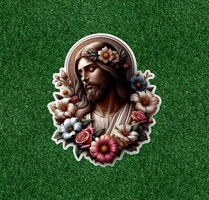 Jesus with flowers 100% waterproof vinyl sticker decal - several sizes - Picture 1 of 1
