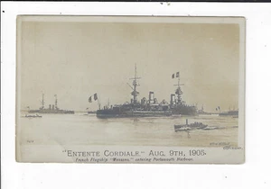 1905 Entente Cordiale French Flagship Massena at Portsmouth RPPC Postcard p2177 - Picture 1 of 2