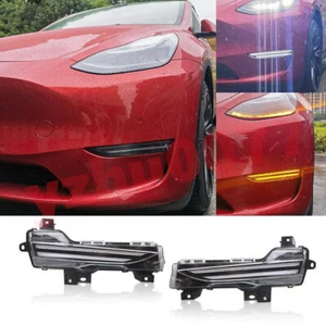 2020-2023 For Tesla Model Y LED Front Fog Lights/Driving Lights/Turn Lights 1Set - Foto 1 di 12