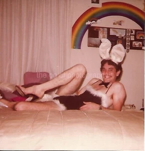 BUNNY MAN Play Boy 70's 80's FOUND PHOTO Color ORIGINAL Snapshot VINTAGE 53 48 B - Picture 1 of 1