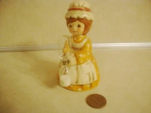 Vtg MCM Little Colonial Girl EGG TIMER Hourglass Japan Looks like Holly Hobbie! - Picture 1 of 5