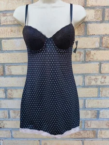 Mini Vestido Rampage Chemise Slip Babydoll Lunares Rosa Encaje Negro Talla S - Imagen 1 de 15