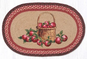 Braided Rug 20 x 30 inch Red Apple Basket Country Decor Earth Rugs 100% Jute - Picture 1 of 1