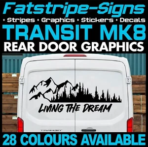 para adaptarse a Ford Transit MK8 LIVING THE DREAM PEGATINAS GRÁFICOS CÁMPER FURGONETA AUTOCARAVANA - Imagen 1 de 2