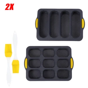 2pcs Backform Brot Set Silikon Backen Brötchen Backform Antihaft Baguette Form - Bild 1 von 14
