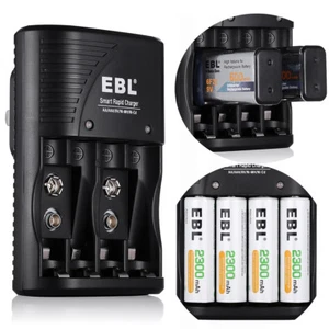 Universal EBL Battery Charger For 9V AAA AA Ni-MH Ni-CD Rechargeable Batteries - Picture 1 of 12