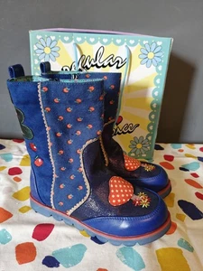 Irregular Choice 'Orchard Walks' Girls Knee High Boots Blue Toadstools Size 12.5 - Picture 1 of 20